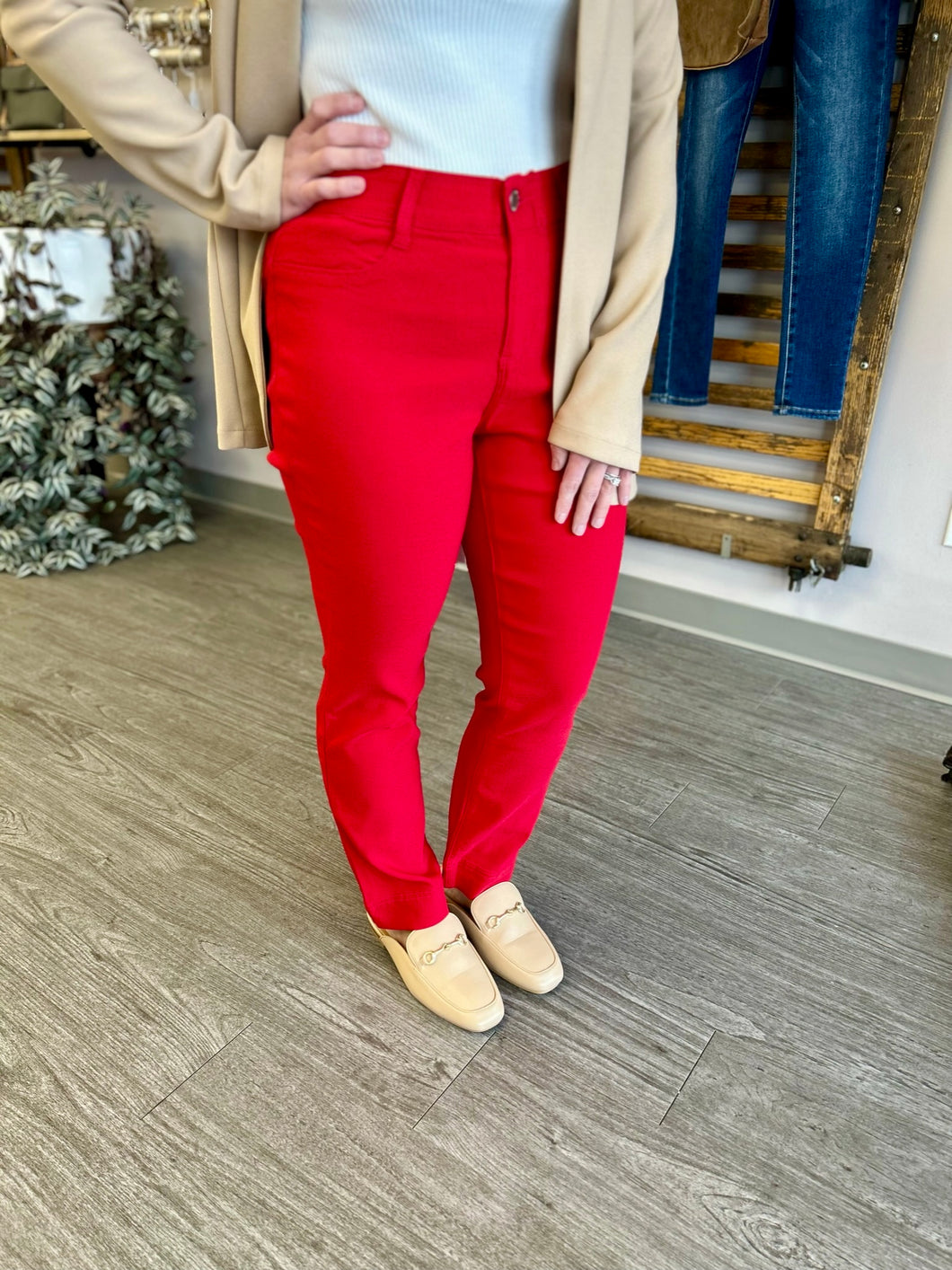 Candy Red Stretch Slacks