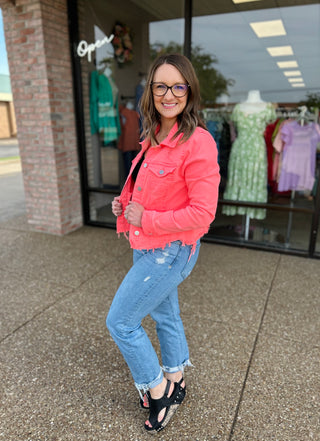 The Fun & Frayed Coral Jean Jacket