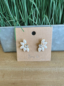 Pearl Flowered Stud Earrings