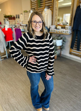 Striped Serenity Bell Sleeve Sweater