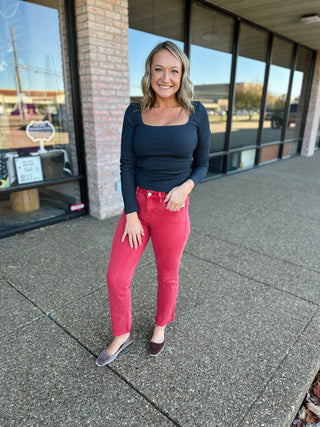 MR Poppy Fray Hem Crop Slim Straight