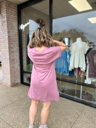 Blush Horizon Rolled Sleeve Dress