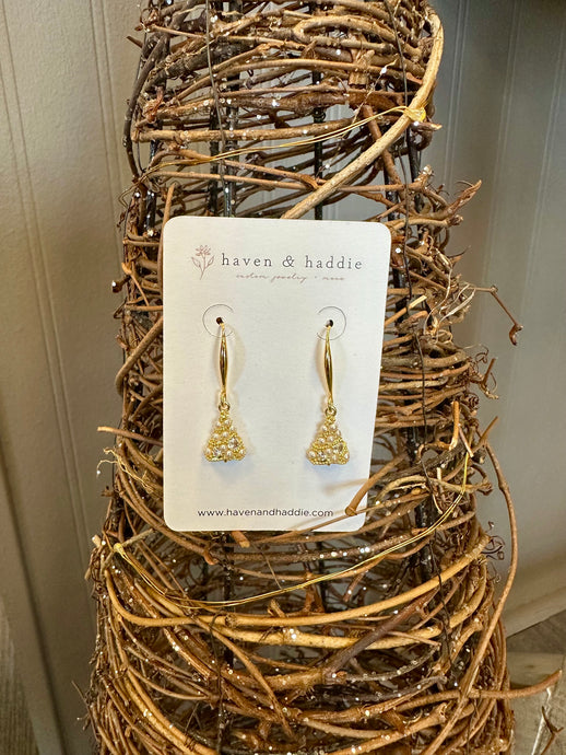 Gold Tree Hook Earrings