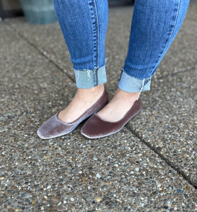 Taupe Velvet Flat