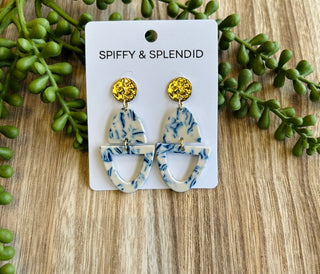 Athena Goddess Blue 18k Gold Plated Earrings