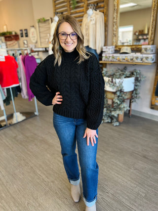 Black Frost Cable Knit Sweater