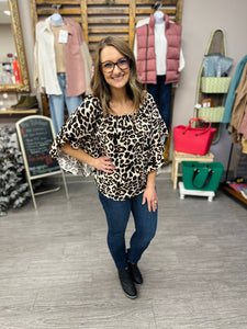 Off The Shoulder Leopard Blouse