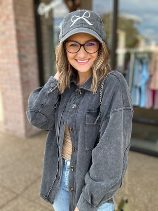 Vintage Charcoal Elbow Patch Shacket