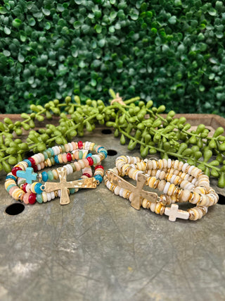 Beaded Cross Bracelet Set