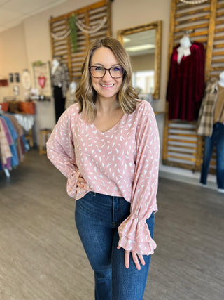 Pink Petal Ruffle Sleeve Top