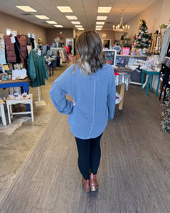 Dusty Blue Ribbed Top