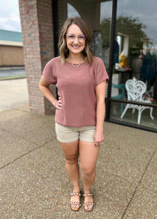 Everyday Edge Knit Top in Terracotta