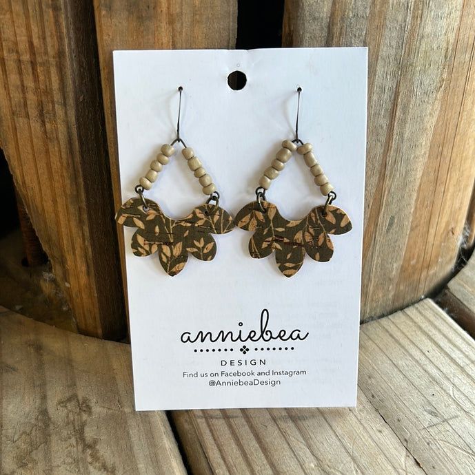 Green Falling Leaves Earring