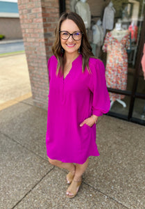 Berry Brilliance Puff Sleeve Dress