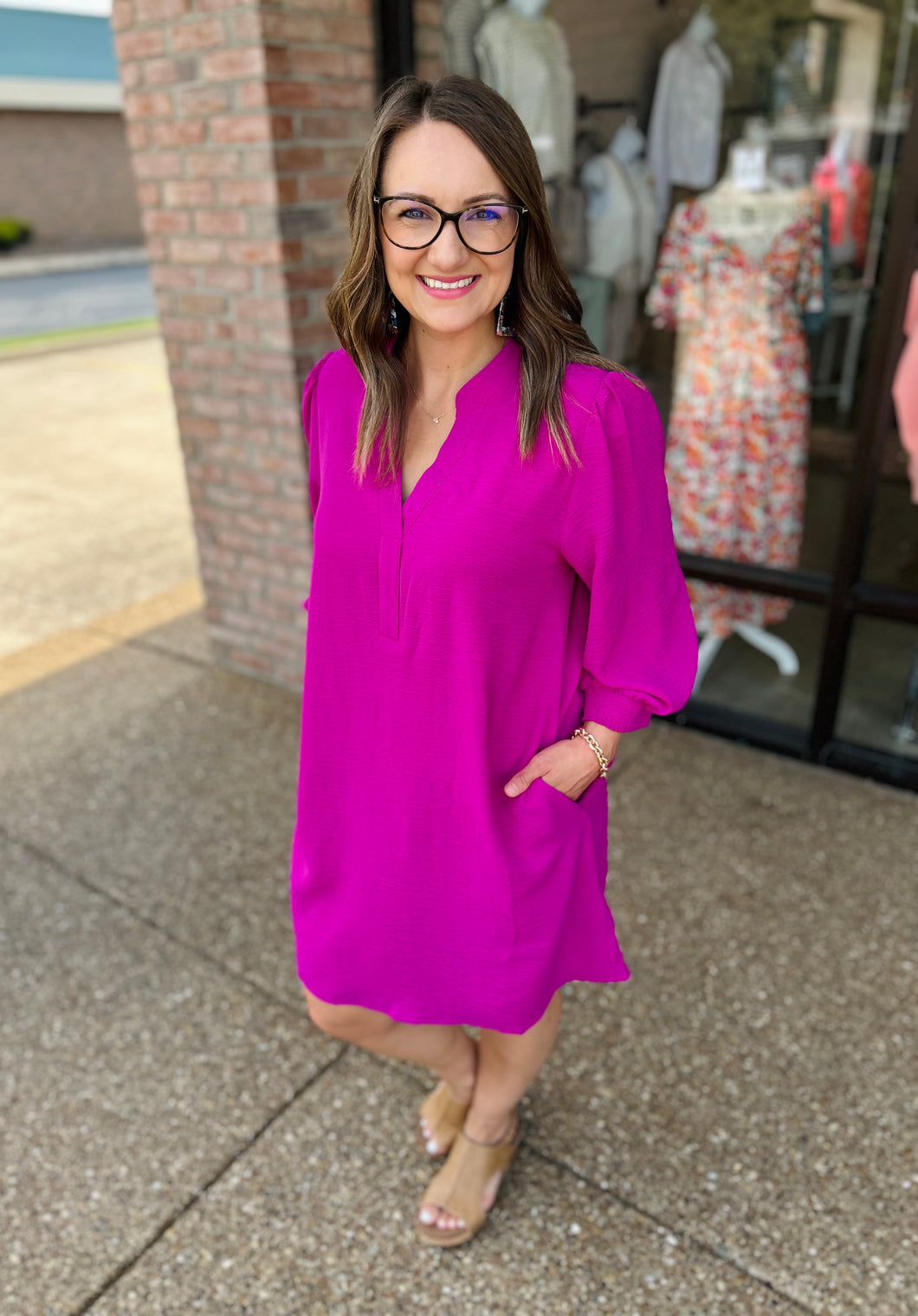Berry Brilliance Puff Sleeve Dress