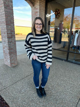 Load image into Gallery viewer, Cozy Striped Open Knit Sweater