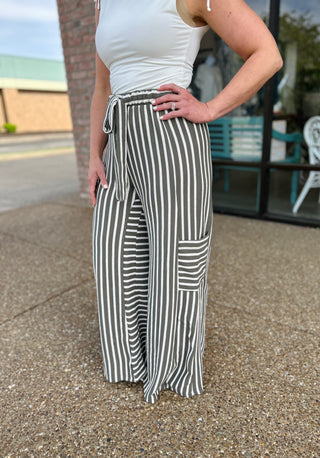 Driftwood Tie-Waist Striped Pants