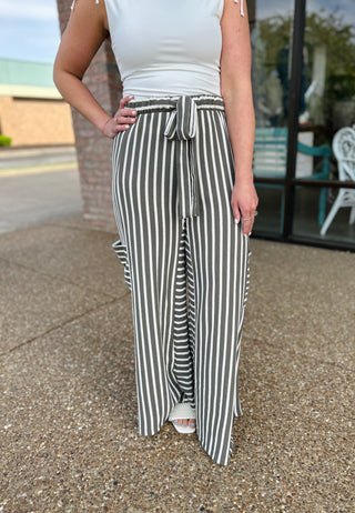 Driftwood Tie-Waist Striped Pants