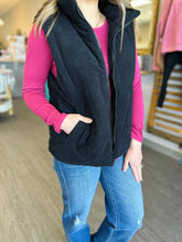 Load image into Gallery viewer, Black Corduroy Puffer Vest