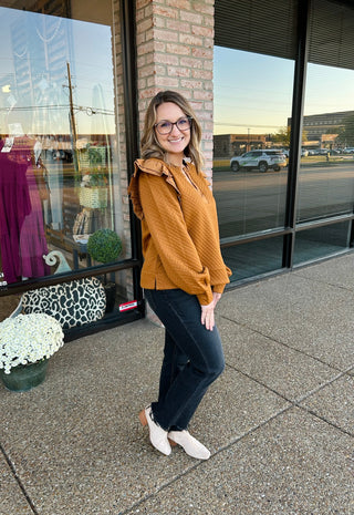 Toffee Flutter Sleeve Sweater Top