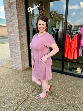Blush Horizon Rolled Sleeve Dress