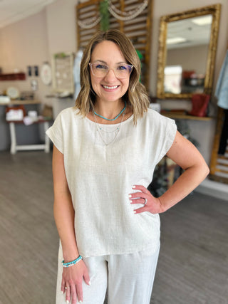 Sunlit Linen Top in Natural