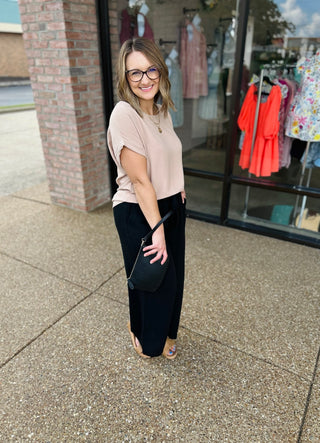 Cafe Cream Rolled Sleeve Top