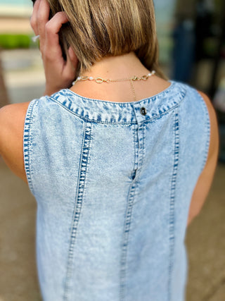 Chambray A Line Pocket Dress