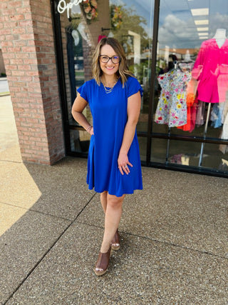 Cobalt Breeze Flutter Dress