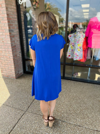 Cobalt Breeze Flutter Dress