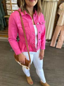 Peplum Hot Pink Jean Jacket