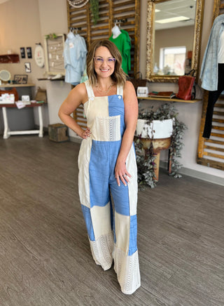 Coastal Cottage Patchwork Overalls PREORDER! Arriving W/O 4/22!