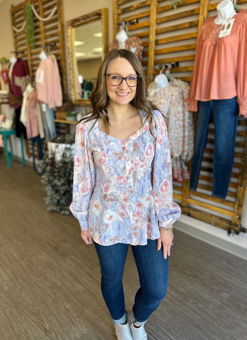 Lilac Floral Chiffon Blouse