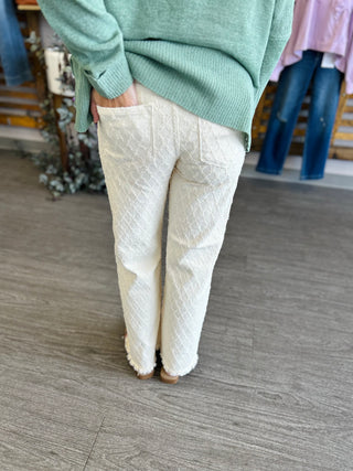 Ivory High Rise Tummy Control Textured Straight
