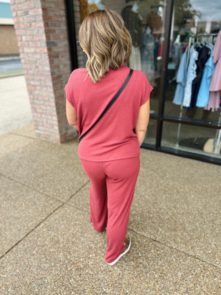 Crimson Crush Ribbed Top & Pant Set