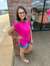 Load image into Gallery viewer, Hot Pink Cap Sleeve Top