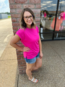 Hot Pink Cap Sleeve Top