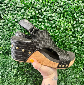 Black Woven Carley Wedge