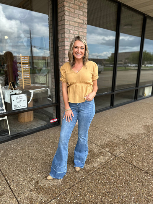 Mustard Peplum Top