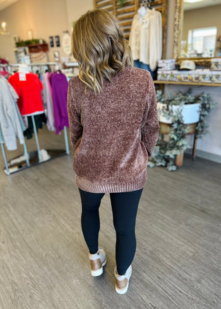 Snuggle Soft Chenille Sweater in Mocha