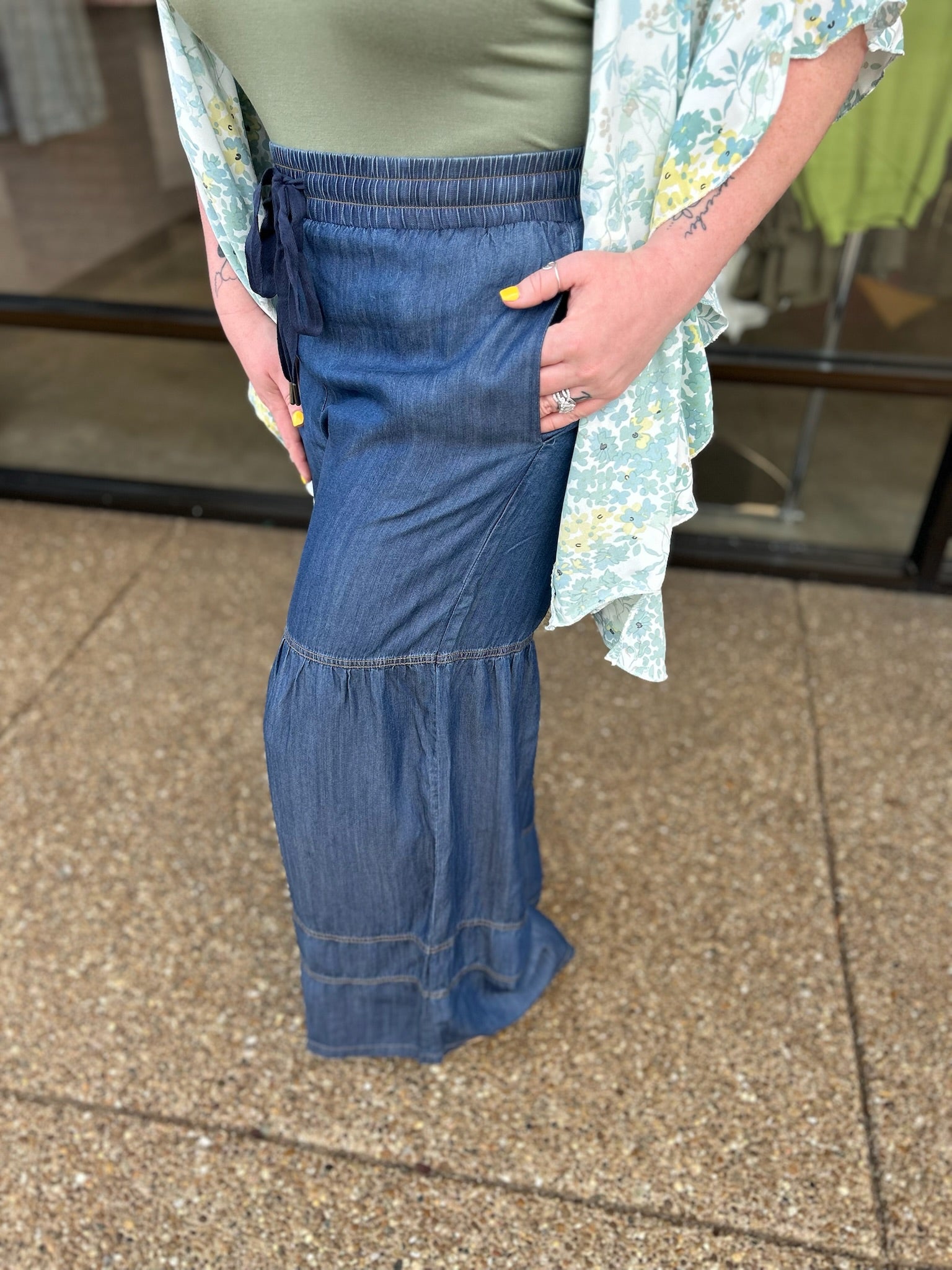 パンツ TSY RIPPED WIDE STRAIGHT DENIM INDIGO L Womens Big T & Super T Stitch | Women's Streetwear | True