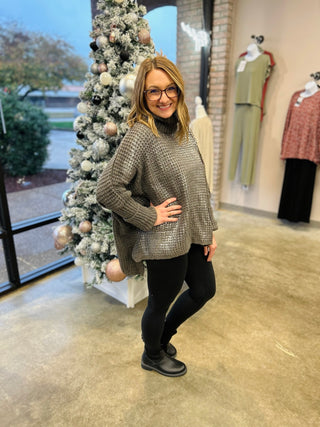 Shimmery Nights Turtleneck Sweater
