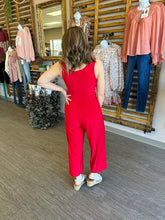 Load image into Gallery viewer, Red Sleeveless Cropped Jumpsuit