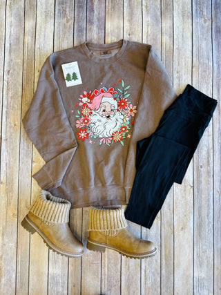 Floral Santa Comfort Colors Sweatshirt