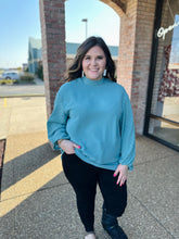 Load image into Gallery viewer, Detailed Dusty Teal Balloon Sleeve Blouse