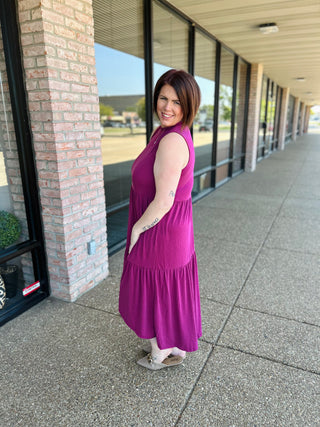 Mulberry Wine Tiered Maxi Dress