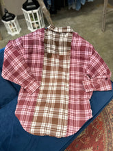 Load image into Gallery viewer, Pink &amp; Brown Distressed Flannel Large