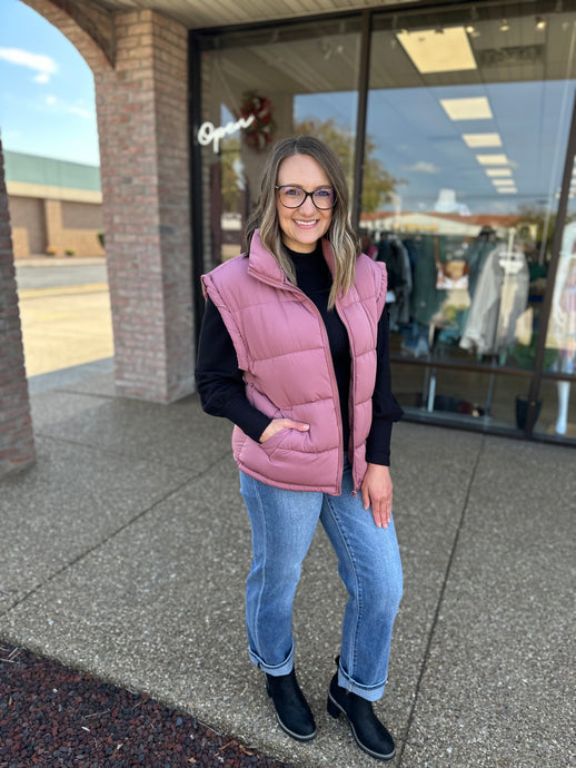 Mauve Cozy Puffer Vest