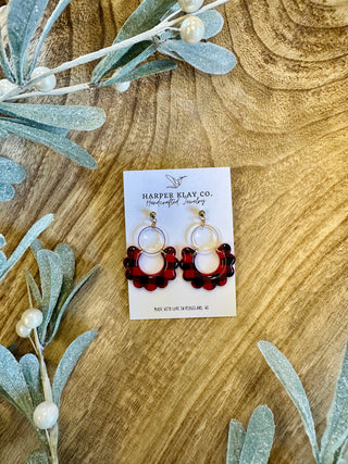 Holiday Plaid Scalloped Earrings