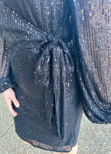 Beauty In Black Sequin Mini Dress